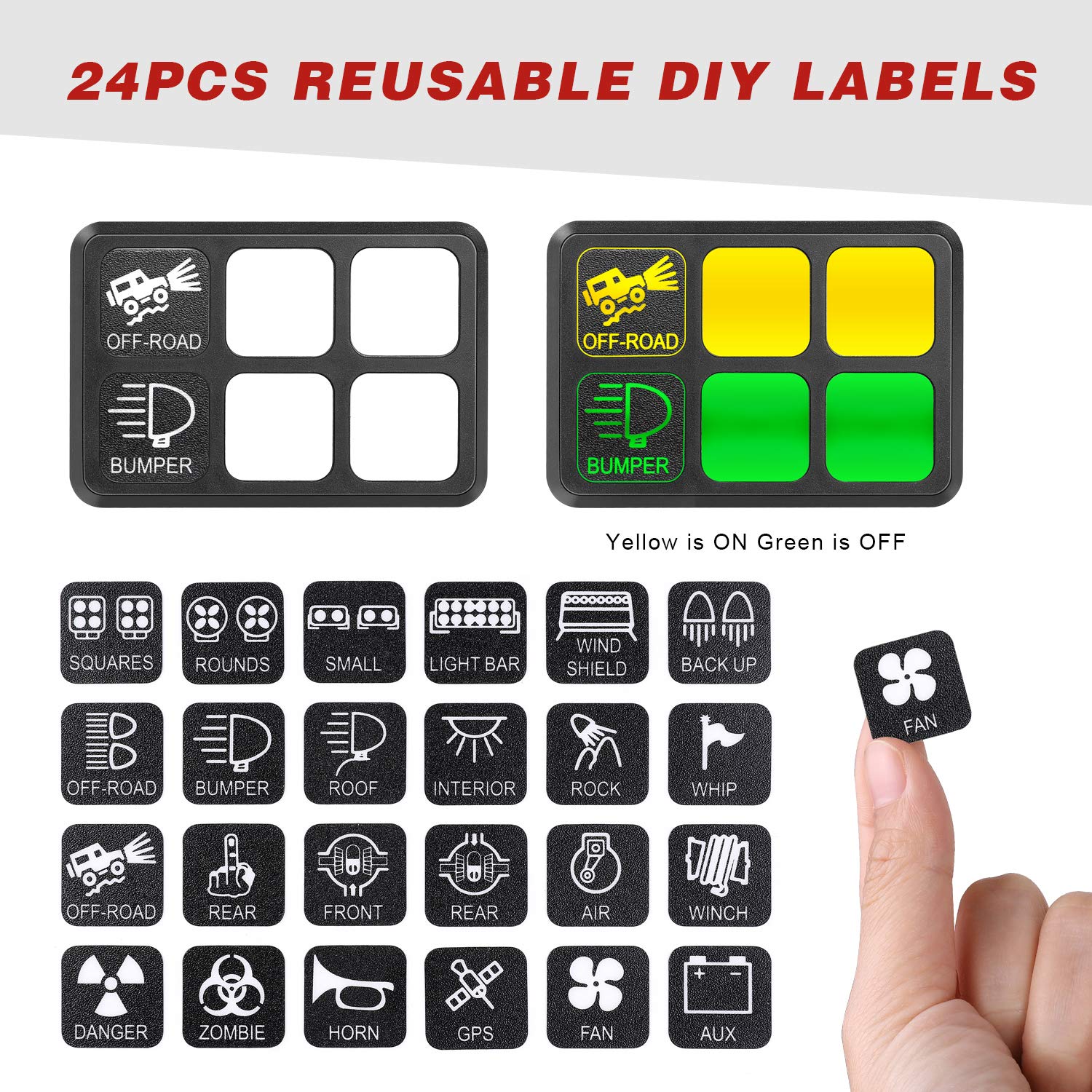6 Gang Switch Panel Kit, Auto Power Plus Circuit Control Box Relay System Universal ON-Off Touch Switch Box for Car Marine Boat ATV UTV Truck