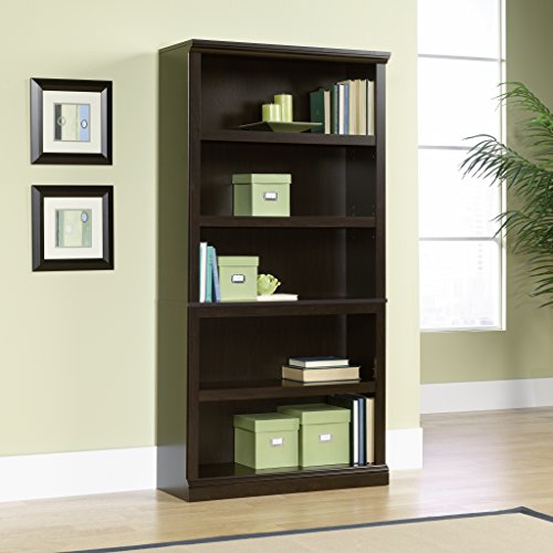 Sauder 5 Tier Book Shelf Wooden Bookcase Multipurpose Bookshelf for Home Office, Living Room, in Chalked Chestnut