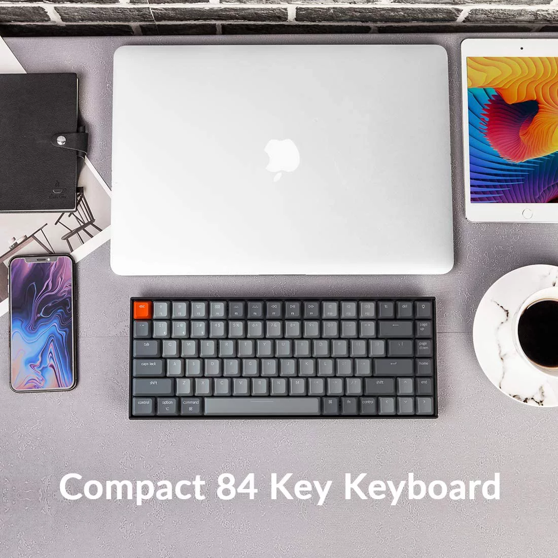 Keychron K2 - Version 2 - keyboard - backlit - wireless - USB, Bluetooth 5.1 - key switch: Gateron G Pro Brown