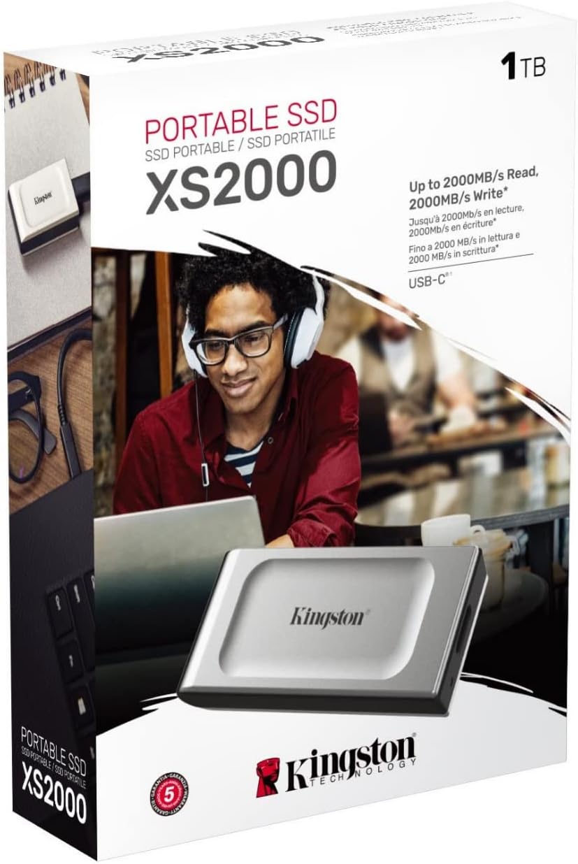 Kingston XS2000 1TB High Performance Portable External SSD (2-Pack) with Koah PRO Thunderbolt USB-C Cable Bundle (3 Items)