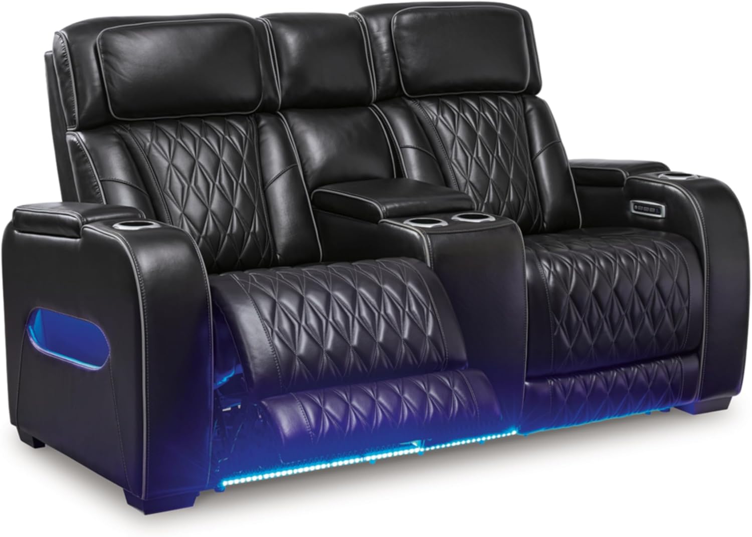 Signature Design by Ashley Boyington Power Reclining Loveseat with Console Love Seats, 75" W x 42" D x 44" H, Black