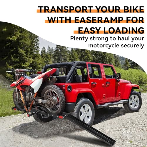 Motorcycle Carrier Hitch Mount 500 LBS,Steel Dirt Bike Hitch Hauler with Tie-Down Straps & Hitch Tightener,Dirtbike Hitch Carrier for Truck,SUV, Car,Hitch Receiver for Tires Up to 5.5" W,2" Receiver,