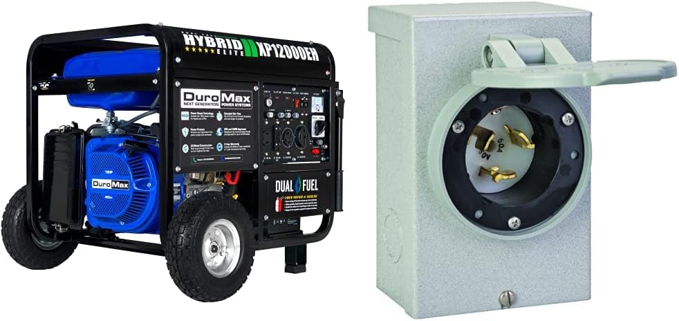 DuroMax XP10000EH Dual Fuel Portable Generator - 10000 Watt Gas or Propane Powered-Electric Start- Home Back Up & RV Ready, 50 State Approved