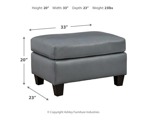 Signature Design by Ashley Genoa Contemporary Chic Leather Ottoman, Cream