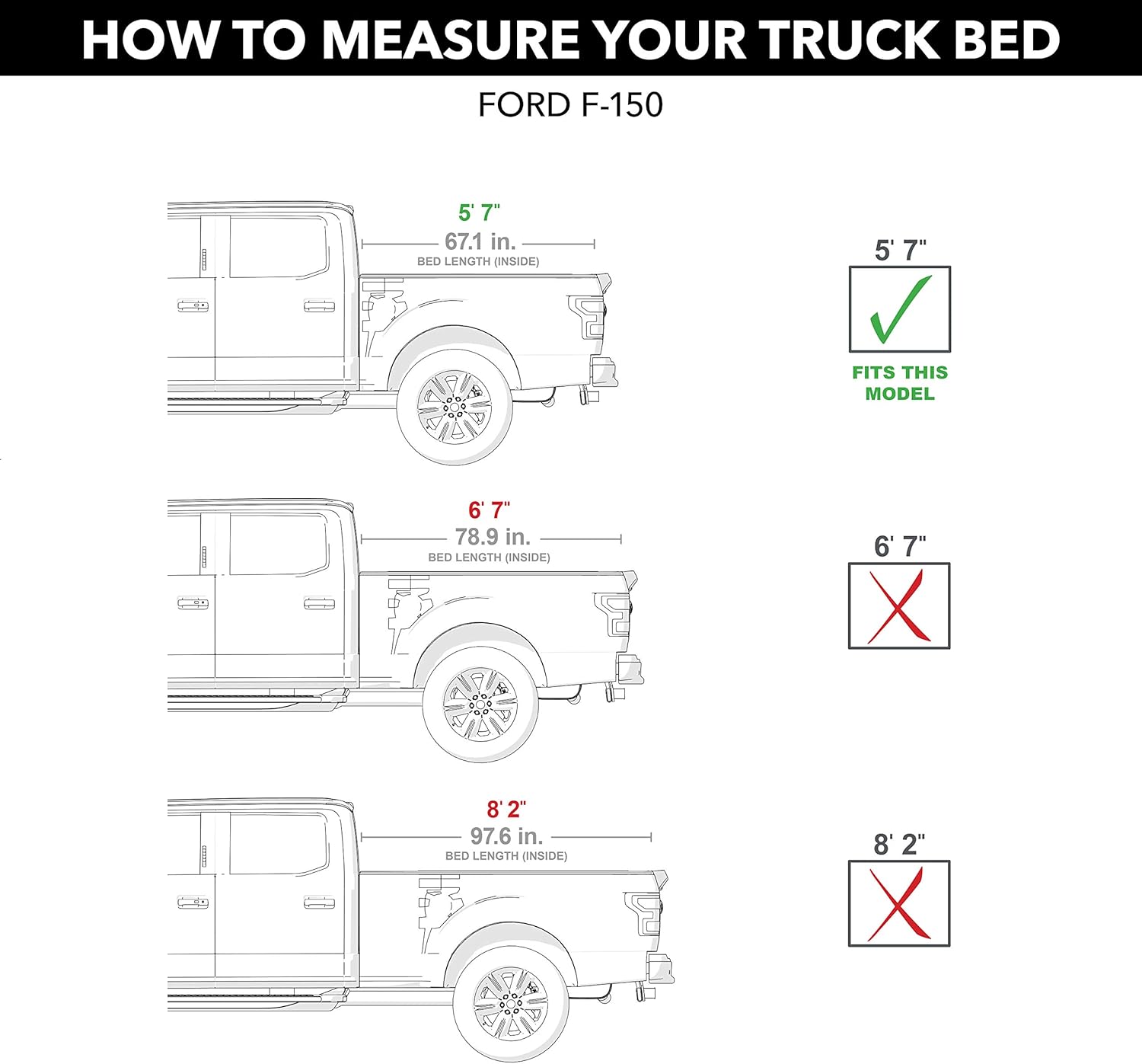 Gator EFX Hard Tri-Fold Truck Bed Tonneau Cover | GC24019 | Fits 2015 - 2020 Ford F-150 5' 7" Bed (67.1")
