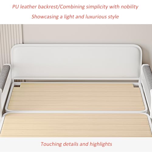 Folding Sofa Bed, Dual-Purpose Multifunctional Sofa Bed for Living Room, 2-in-1 Pull-Out Sofa Bed with Foam Mattress, Small-Space Balcony Sofa Bed with Storage (Grey-Yellow-Blue, 33*62.2*36.22 Inches)