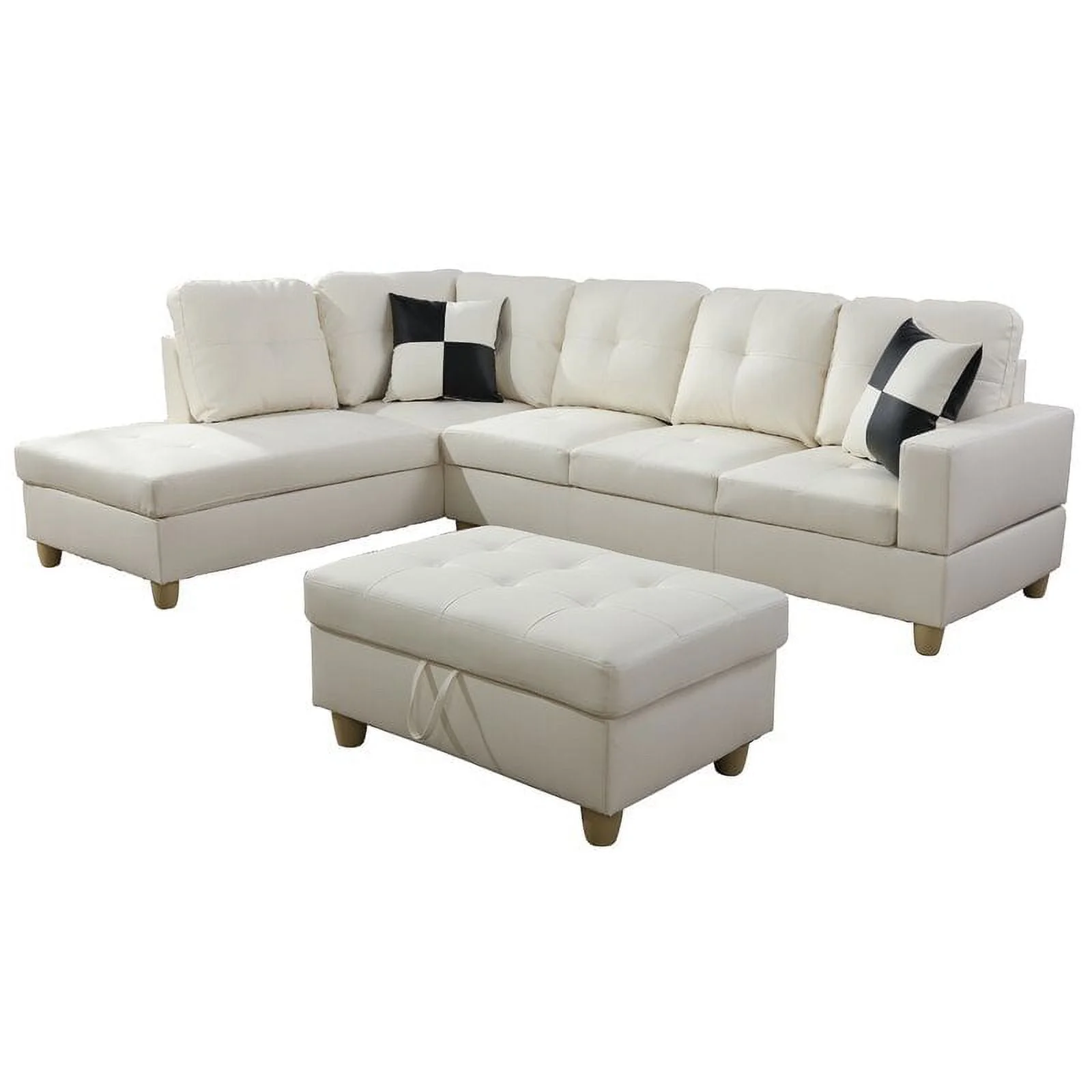 PonLiving Furniture Wellington Living Room Sectional with Ottoman / Upholstery Color: White, Orientation: Left Hand Facing