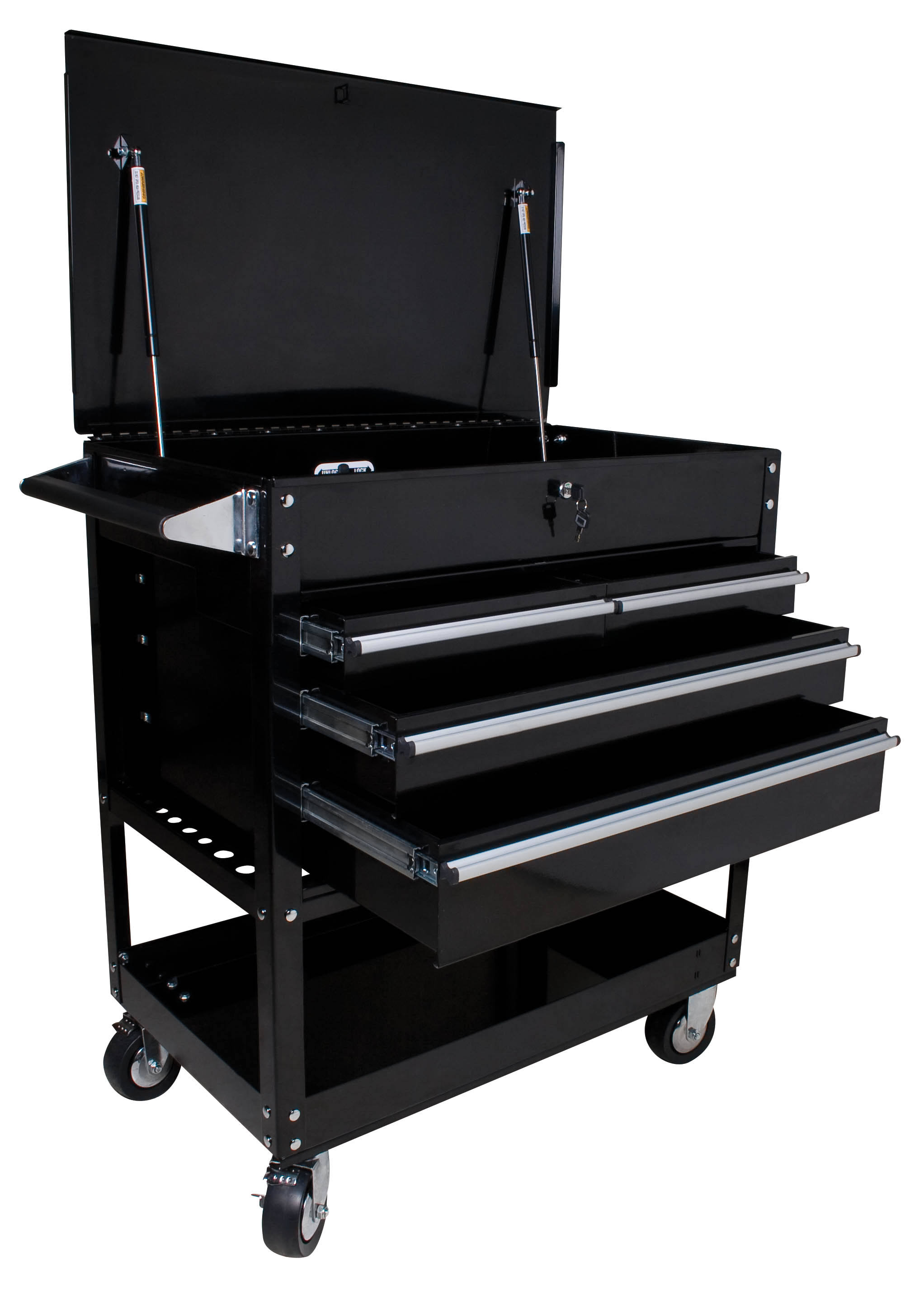 Sunex 8054BK 4 Drawer Service Cart with Locking Top, Black