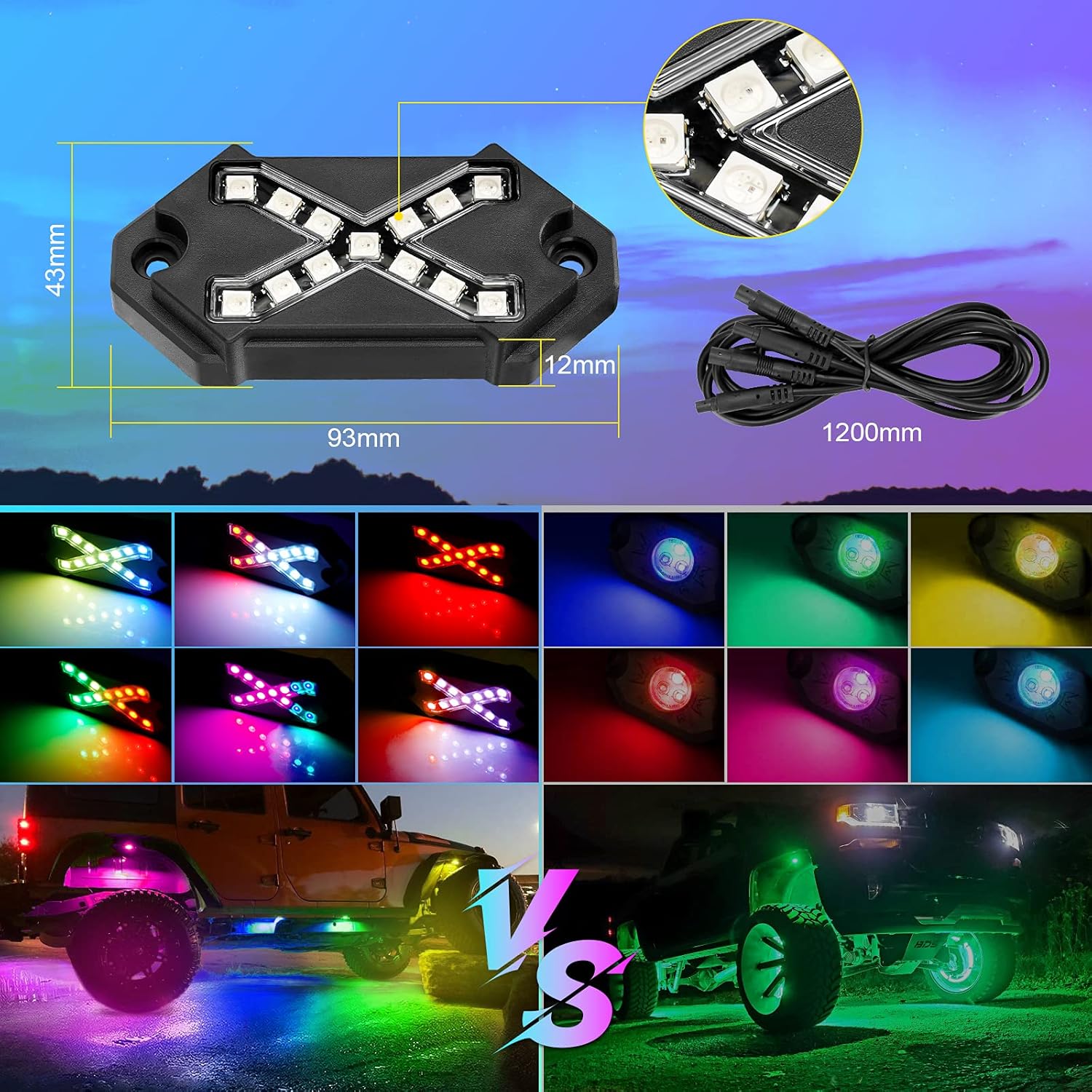 Car Underglow Lights Exterior, LED Underbody Light Kit, 6 PCS Car Underglow Lights Music Sync DIY Mode, Glow Light Kits for Car SUV Ttruck