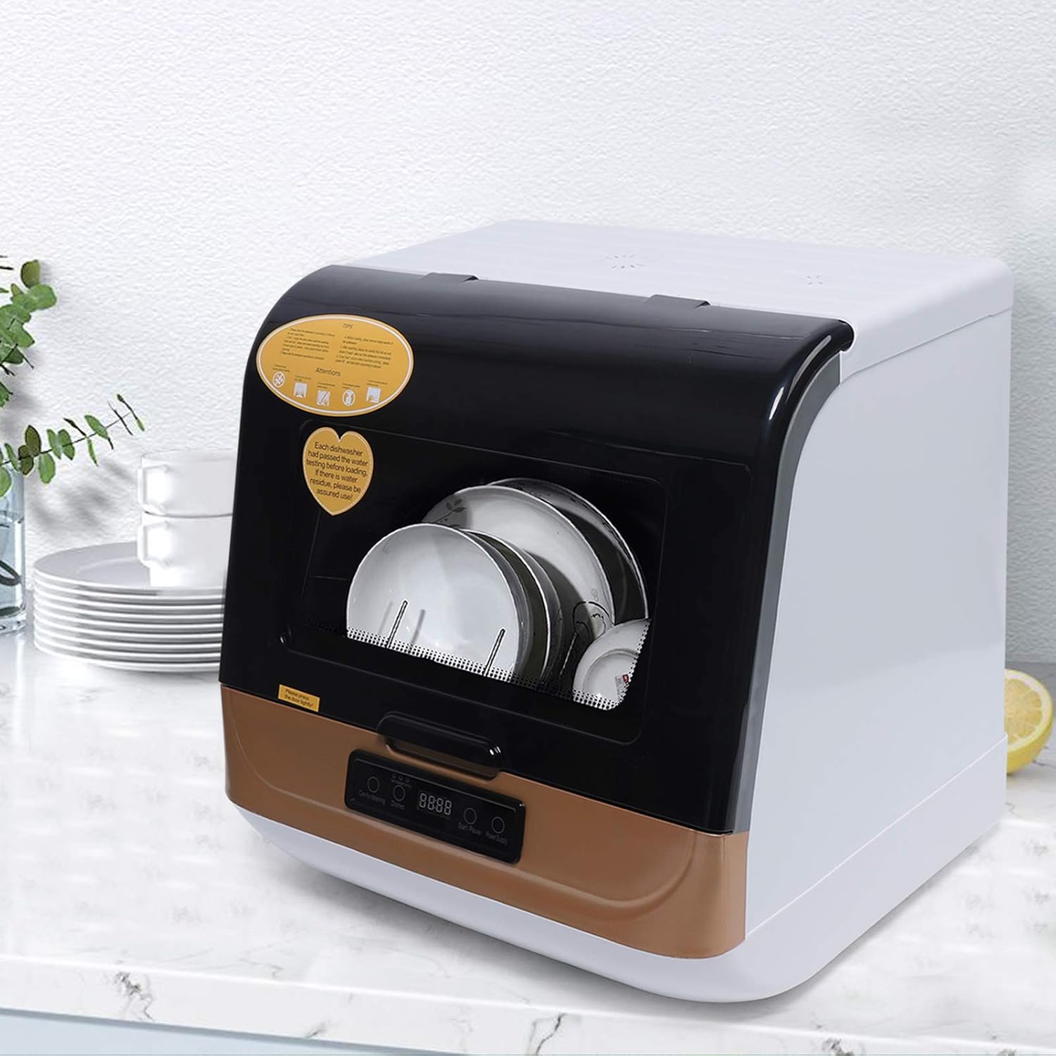 Auto Compact Countertop Dishwasher - Apartment RV 360° Streak-Free Deep Clean 4 Programs Portable Mini Dish Plate Fruit Washer 1200W USA