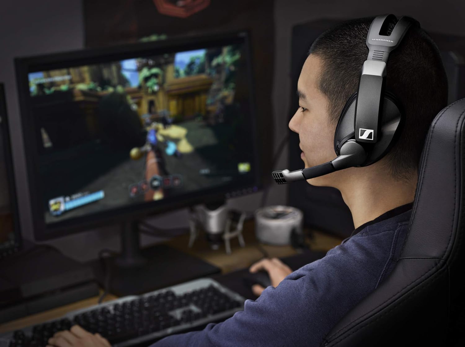 Sennheiser GSP 370 Over-Ear Wireless Gaming Headset, Low-Latency Bluetooth,Noise-Cancelling Mic, Flip-to-Mute, Audio Presets - PC, Mac, Windows, and PS4 Compatible - Black