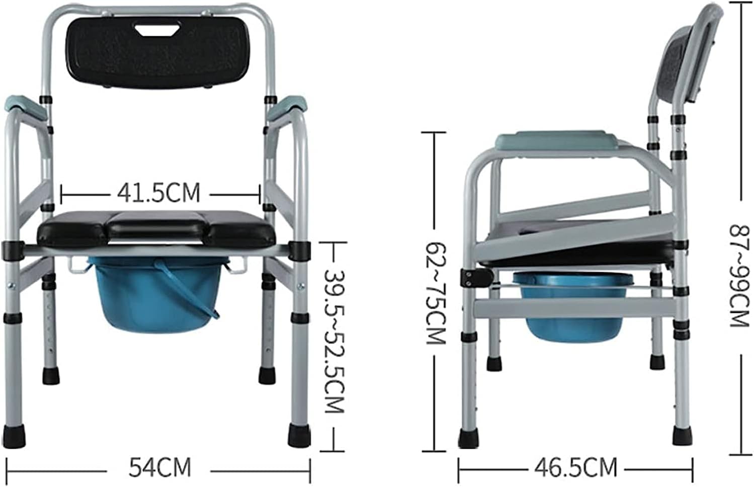 KOHARA Bedside Commode for Pregnant Women, Removable Folding Commode Chair for Toilet with Arms for Adults Elderly Seniors Disabled, Height Adjustable Portable Toilet Shower Chair