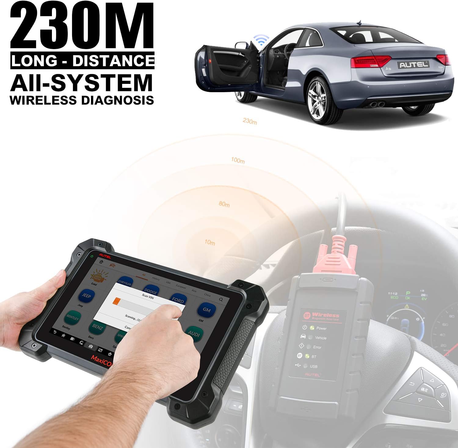 Autel MaxiCOM MK908 with MV108 Automotive Scan Tool 2022 Newest with Advanced ECU Coding, Bi-Directional Control, Active Tests, OE-Level All Systems Diagnosis & 31+ Services, Upgraded of MS906BT