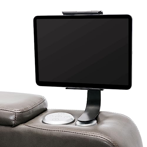 Power Motion Recliner PU Leather Reclining Chair w/Hidden Arm Storage,Swivel Tray &Cup/Pad Holder for Living Room,Electric Single Sofa Club Chair w/USB,LED &Stereo System for Home Theater (Light Grey)