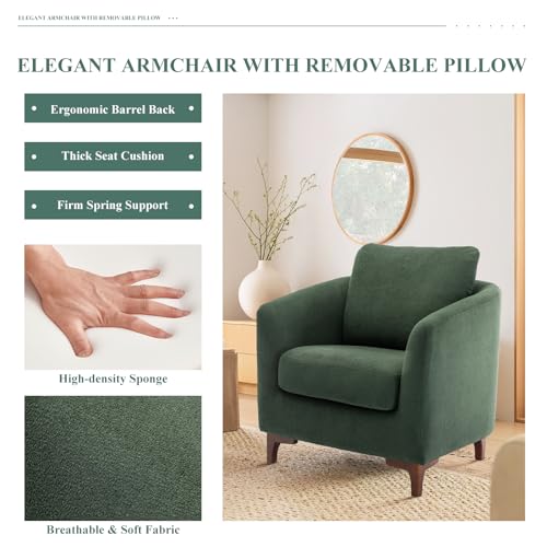COLAMY Velvet Accent Chair with Storage Ottoman Set of 2, Upholstered Barrel Arm Chair with Footrest, Modern Living Room Chair with Back Pillow, Camel