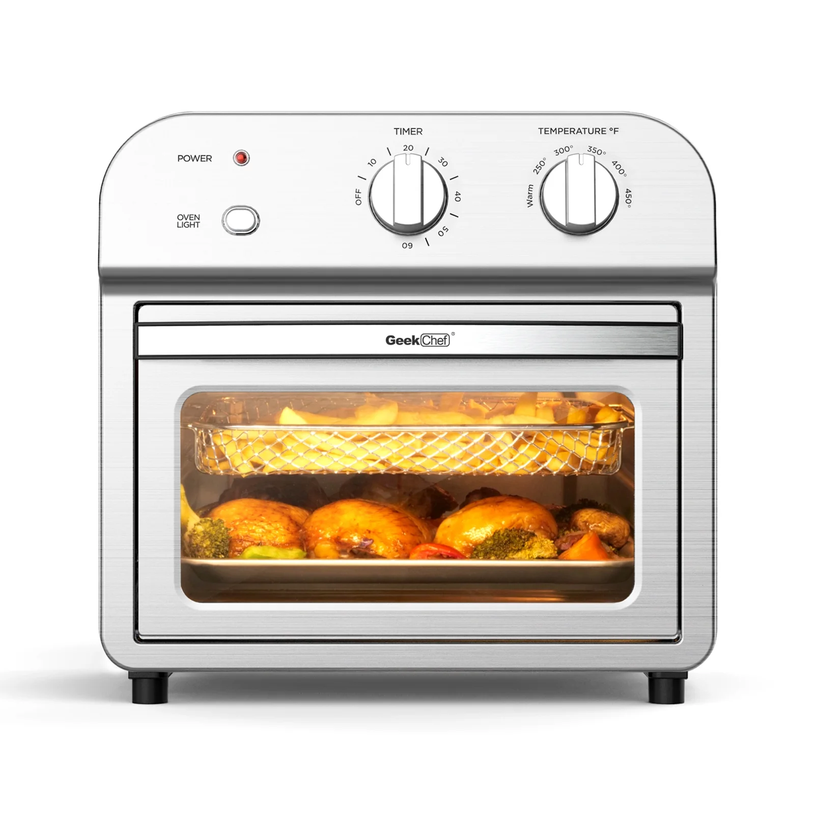 11Qt/1500W Air Fryer Oven, 10 Liter Air Fryer Toaster Oven Combo with Roast, Bake, Broil, Reheat, Fry Oil-Free, Accessories Included, Easy Clean, Stainless Steel
