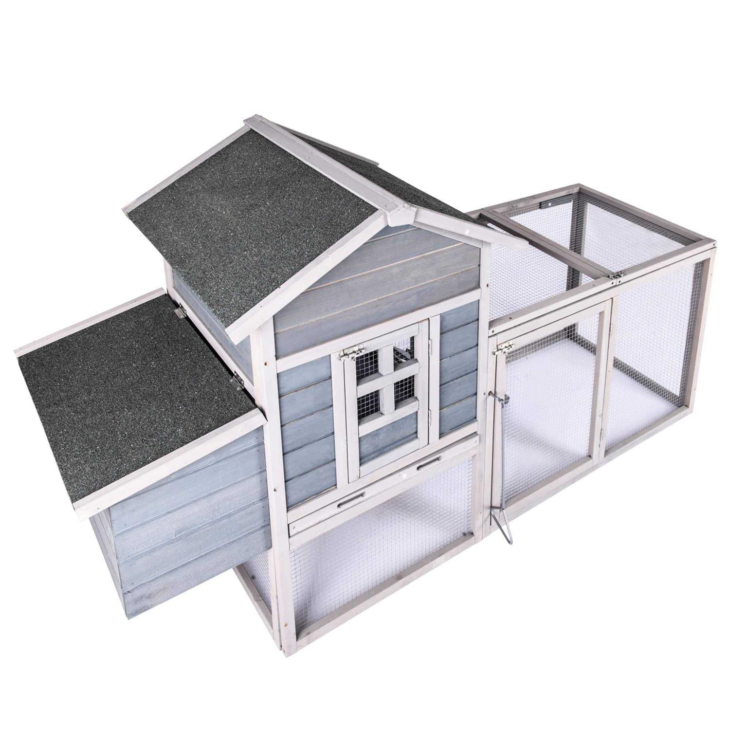 Ecolinear Chicken Coop for 2-4 Chickens House 80 Outoor Wooden Run Cage with Ramps - Pet Supplies online store