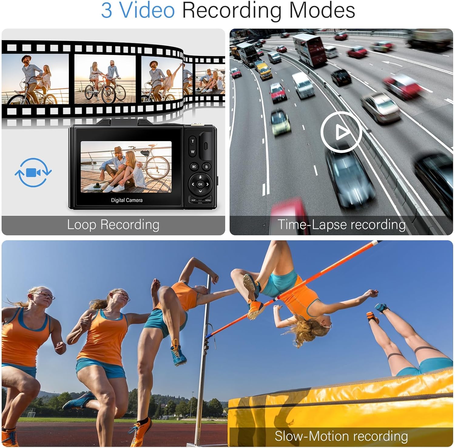 4K Digital Camera for Photography, 64MP Vlogging Camera for YouTube with 18X Zoom, Auto-Focus 4K Video Camera with 32GB SD Card, 3.0 inch Flip Screen Compact Camera with 2 Batteries