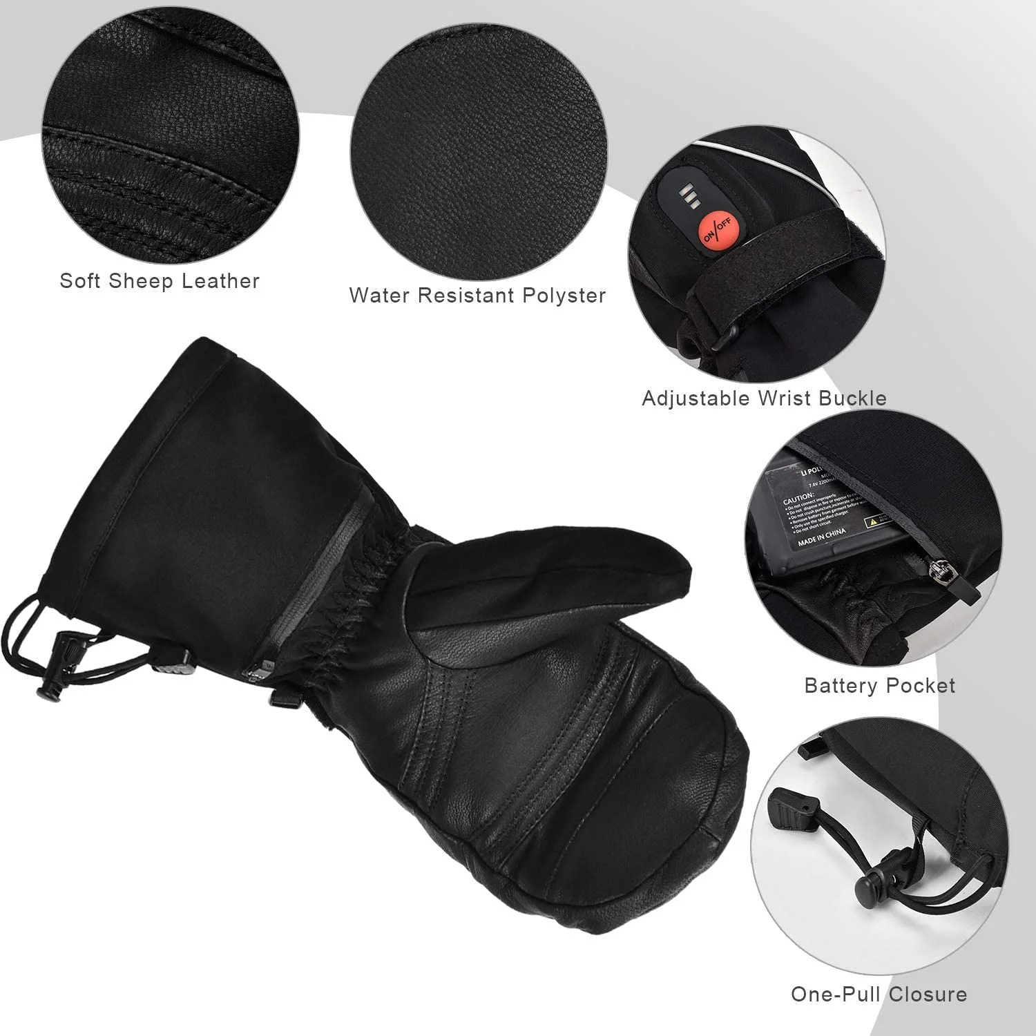 SNOW DEER Heated Mittens Gloves Men Women - 7.4V 2200MAH Electric Rechargeable Battery Gloves for Winter Skiing Skating Snow Camping Hiking Heated Hand Warmer Gloves