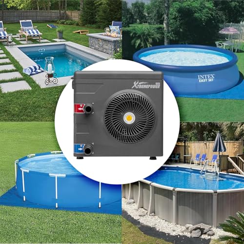 XtremepowerUS 14,800BTU/HR Pool Heater for 4,000 Gallons Above Ground Pools, Pool Heat Pump Pool Titanium Heat Exchanger, 115V