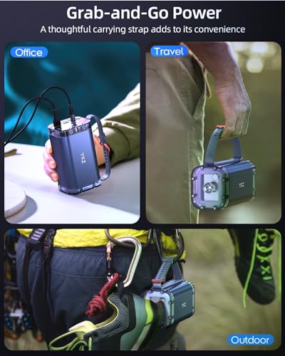 YKZ 100W Laptop Portable Charger 40000mAh, Waterproof Big Power Bank with Digital Display 5 Modes Lighting, USB C PD Battery Pack for Outdoor Camping Road Trips and Emergency Home Backup
