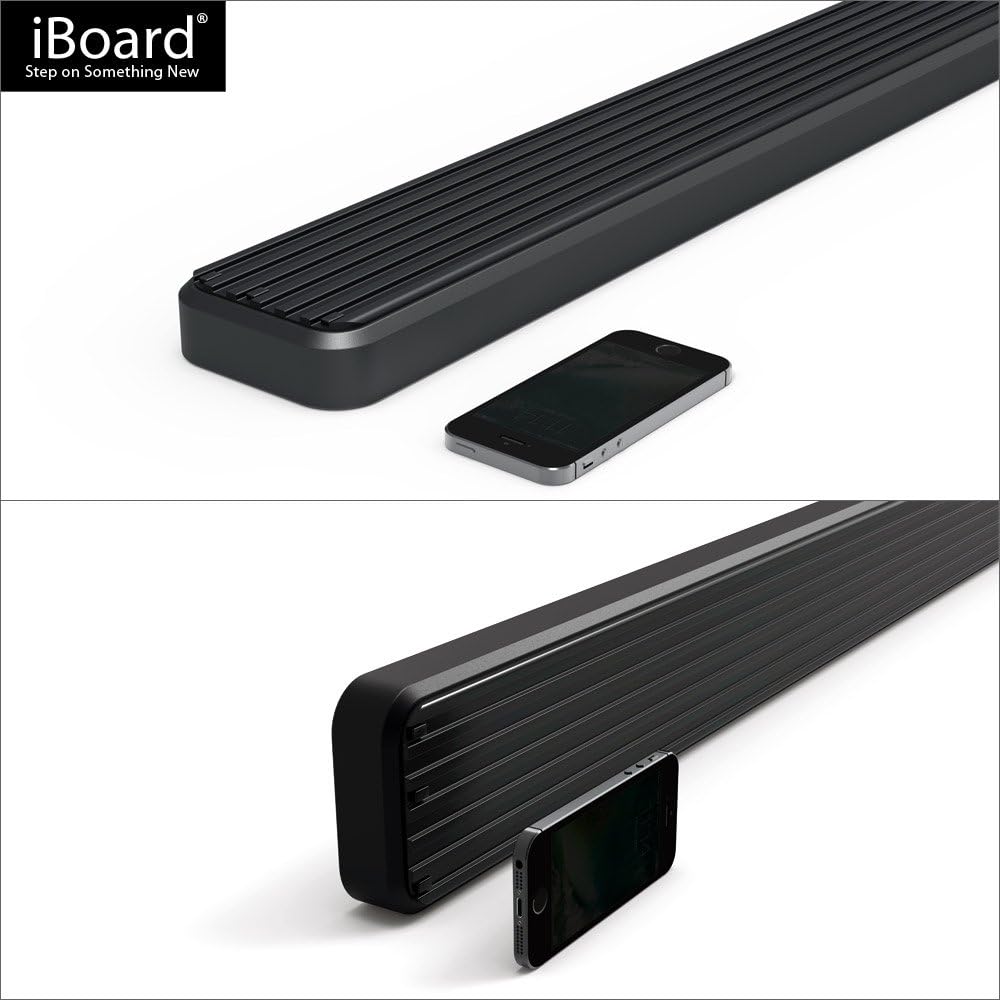 APS 4in Black iBoard Running Boards Compatible with Ford F150 F250 Light Duty Super Cab 99-03