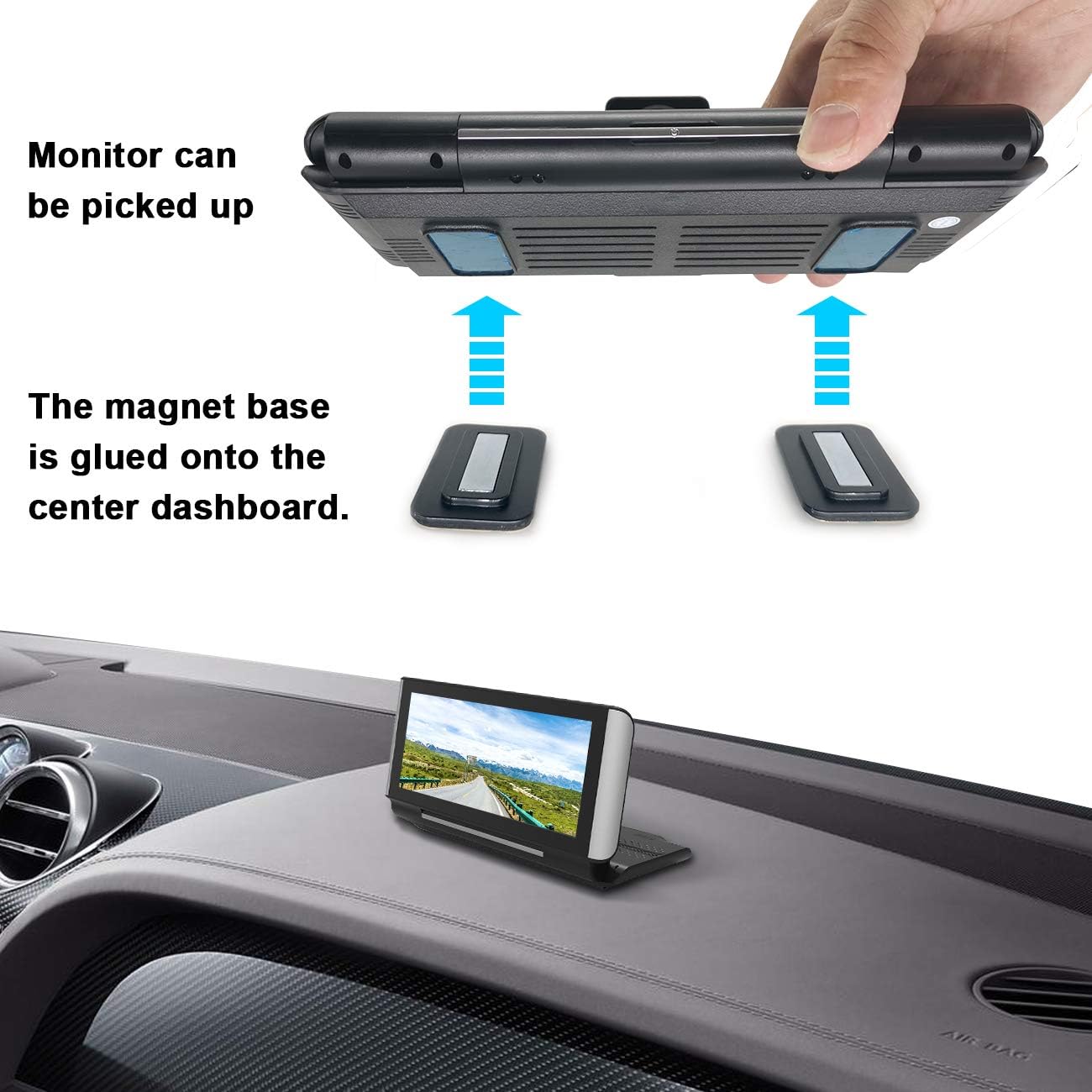 1080P HD Backup Camera and 7 inch on Dash Touch Screen with Dual Lens Recording 1080P Front and Rear for Car Truck Pickup RV SUV Vans