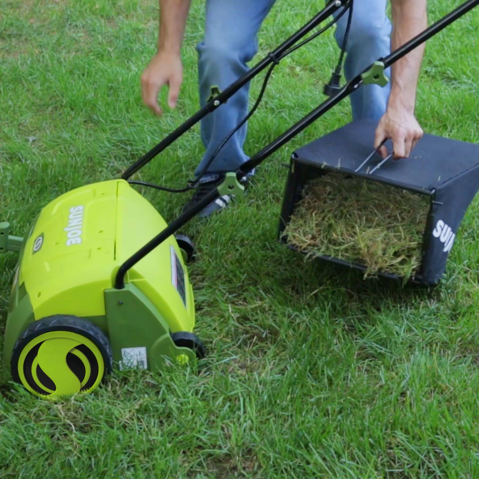 Sun Joe AJ801E Electric Lawn Dethatcher with Collection Bag, 12A, 13x22