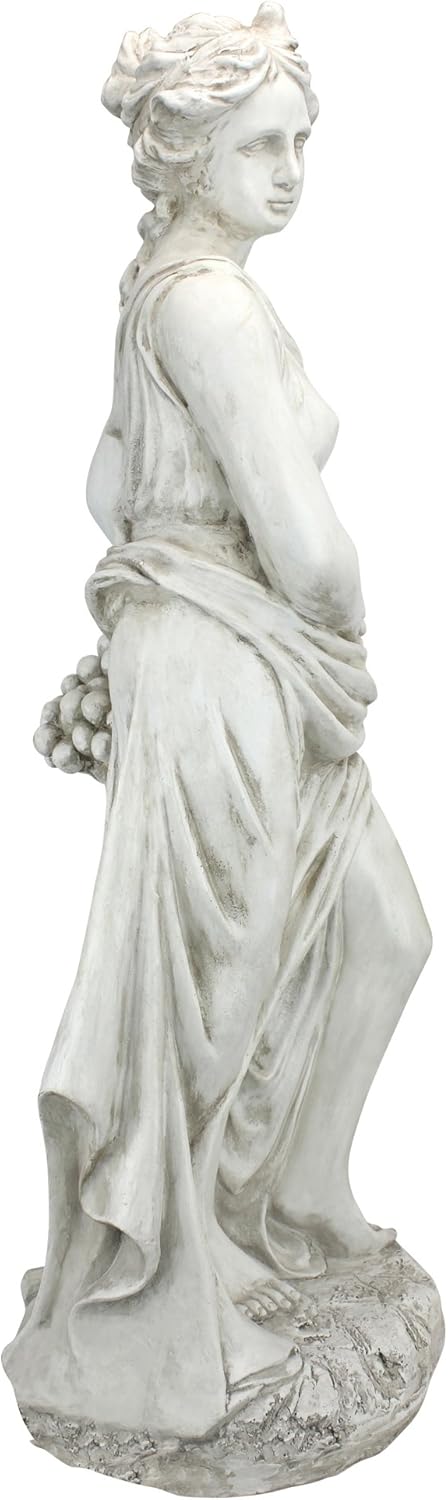 Design Toscano AL53274 Autumn Woman of The Four Seasons Indoor/Outdoor Garden Statue, 14 inches Wide, 33 inches Tall, Handcast Polyresin, Antique Stone Finish