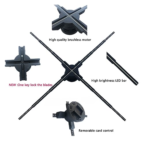 3D Hologram Fan Display, Holographic LED Fan w/768 Pcs LED Beads, 1080P High Brightness LED Light Naked Eye Hologram Fan Suitable for Synchronization, for Shop Trade Show 25.6"