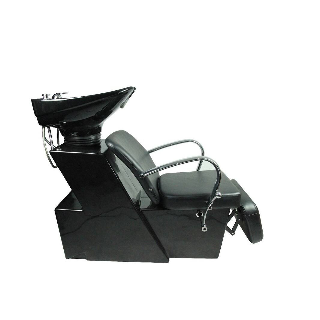 Barberpub Backwash Ceramic Shampoo Bowl Sink Chair, Black