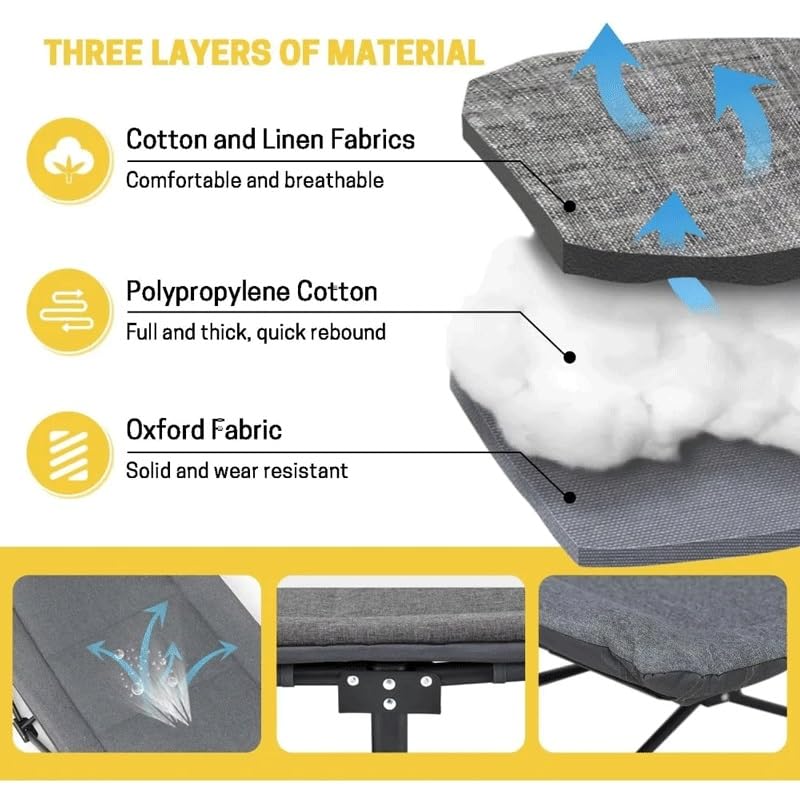 Camping Cot with Cushion and Pillow Portable Folding Bed for Sleeping Lightweight Tent Cot with Carry Bag
