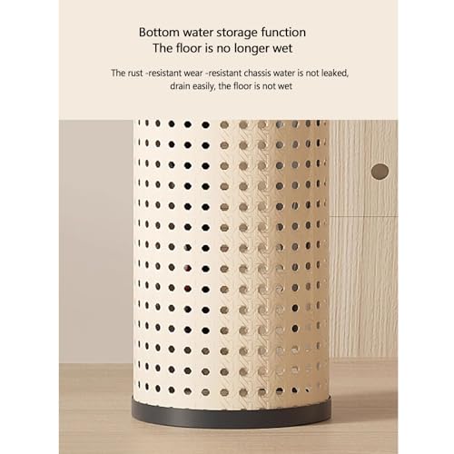 Entryway Creamy Umbrella Rack, Imitation Rattan Umbrella Barrel Household Umbrella Storage Rack for Home, Office, Hotel Freestanding Umbrella Rack Storage,A