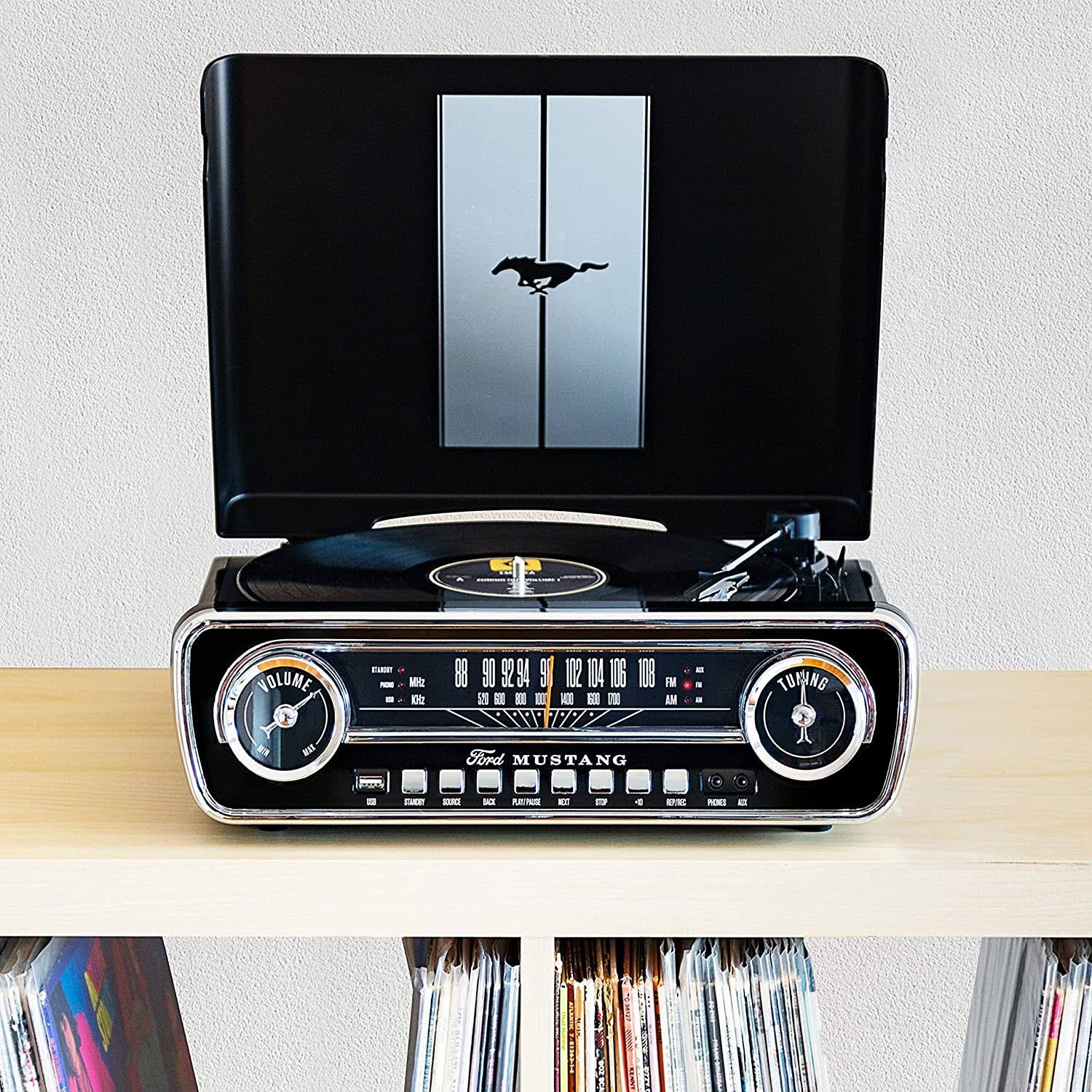 Ion Audio Mustang LP (Black) 4-in-1 Classic Car-Styled Music Center