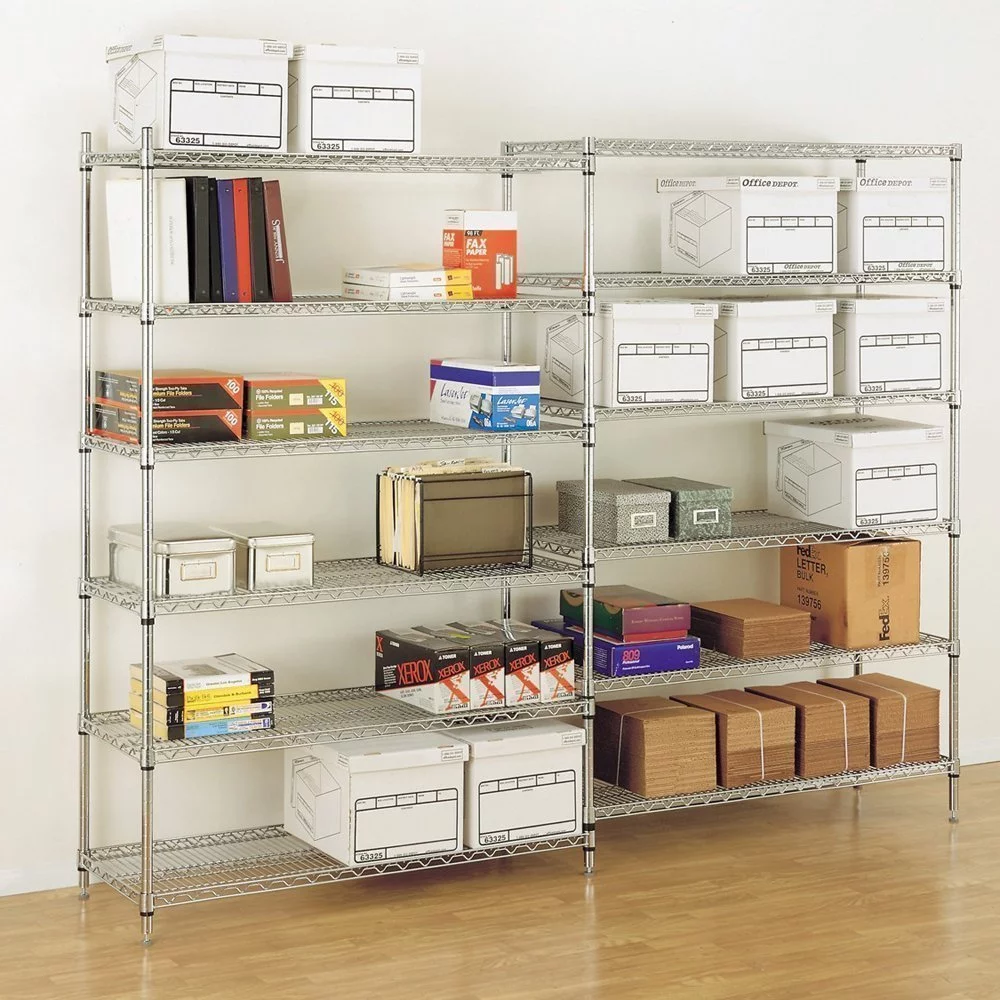 NSF Wire Shelving Unit Heavy Duty Garage Storage Shelves Large Black Metal Shelf Organizer 6-Tier Height Adjustable Commercial Grade Storage Rack 6000 LBS Capacity on 4" casters,18" D x 48" W x 76" H