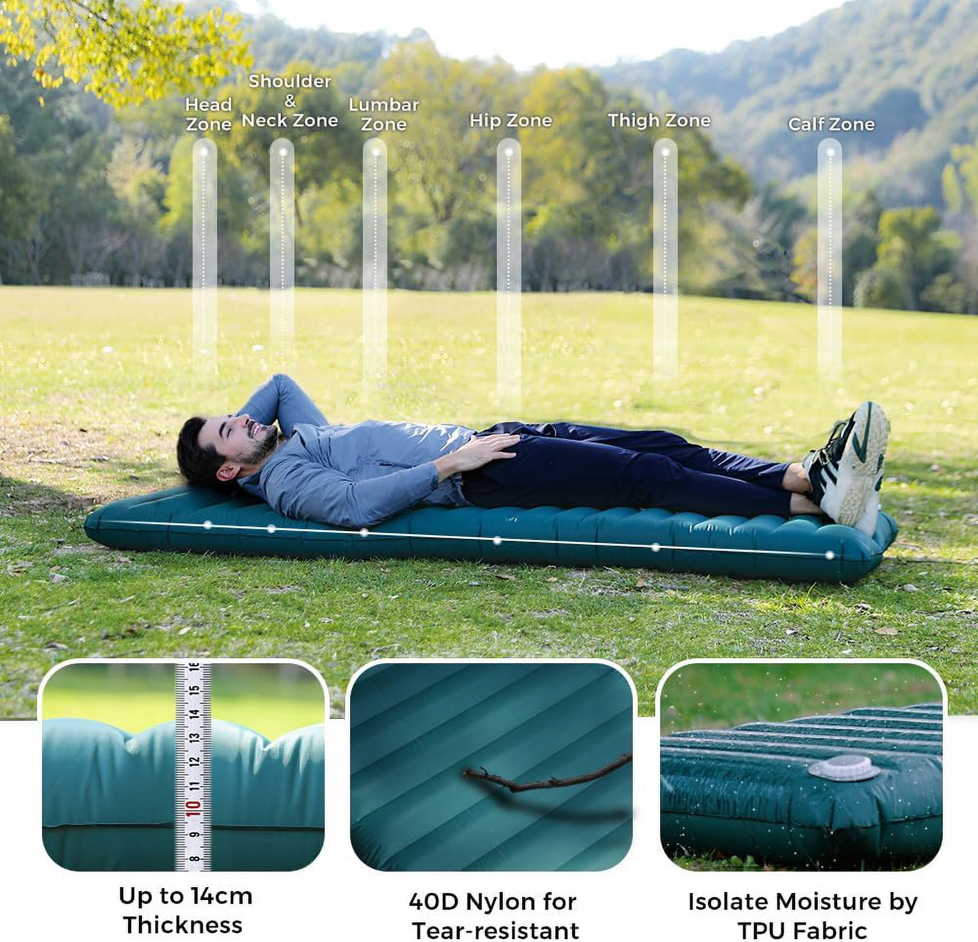 Sleeping Pad for Camping, Self Inflating Sleeping Pad with Built-in Automatic Pump, Camping Sleeping Pad for Backpacking, Traveling, Hiking, Super Portable Camping Pad for Sleeping (Single)
