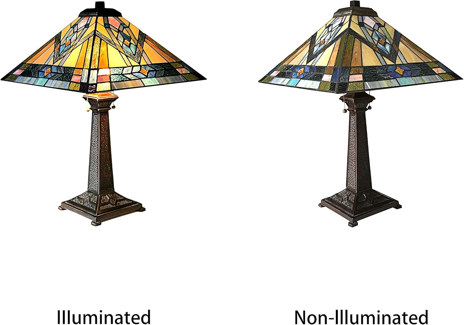 Tiffany-Style Mission 2 Light Antique Dark Bronze Table Lamp 16" Shade