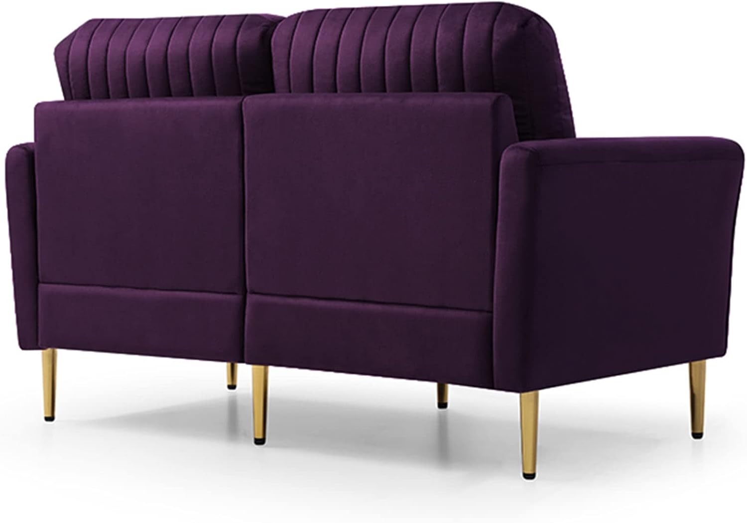 2 Piece Set with Sofa and Loveseat Couches Reversible Back Pillows Velvet Padded Seat Sectional for Living Room Armrest Purple Solid Modern Contemporary Pattern Down Fill Cushions