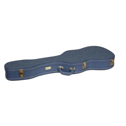 Crossrock Relief Series 335 Guitar Case for ES-335 & Semi-Hollow Electric Guitars | Carved Smoke Blue Finish, Monochrome Blue Velvet Interior, Lock – Premium Wooden Hardshell