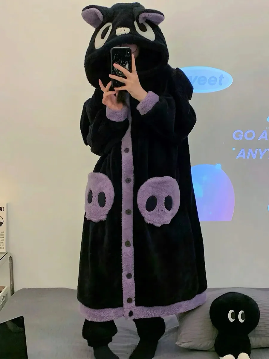 'Batsy' Kawaii Fleeced Bear Pattern Warm Pjms