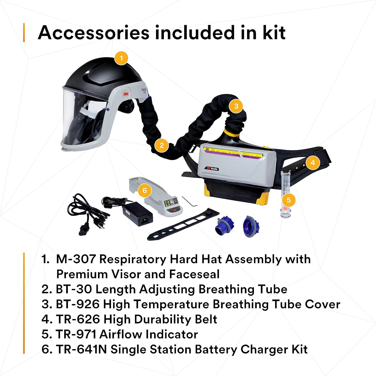 3M PAPR Respirator, Versaflo Powered Air Purifying Respirator Heavy Industry Kit, TR-800-HIK, Intrinsically Safe, NIOSH, Ready to Use All-in-One Respiratory Protection for Particulate, Gas and Vapor