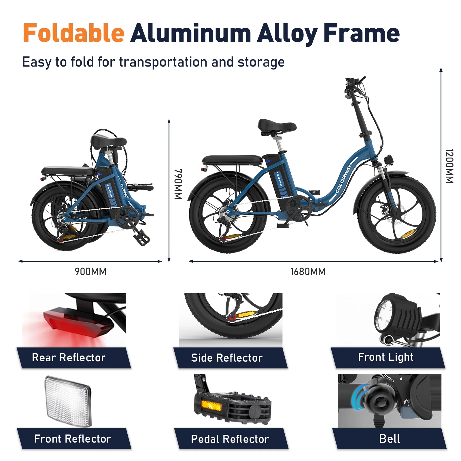 COLORWAY 500W Electric bicycles, 20x3.0in Fat Tire Eleictric Bike, 11.2Ah/36V E-Bike, 7-SHIMANO 19.9MPH Bicycle for Teenager and Adults-BK6M