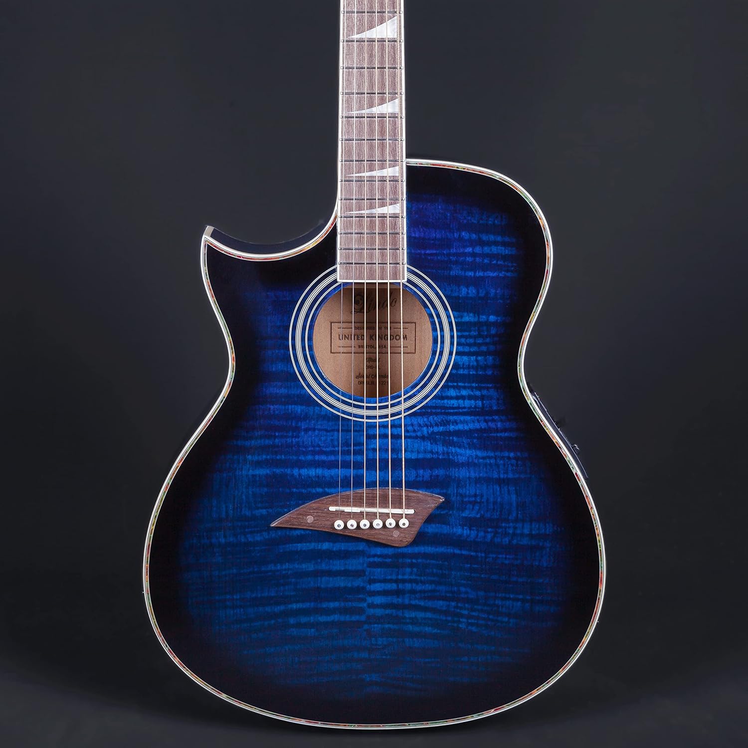 Lindo Left Handed ORG SL Slim Blue Electro Acoustic Guitar with Preamp and LCD Tuner