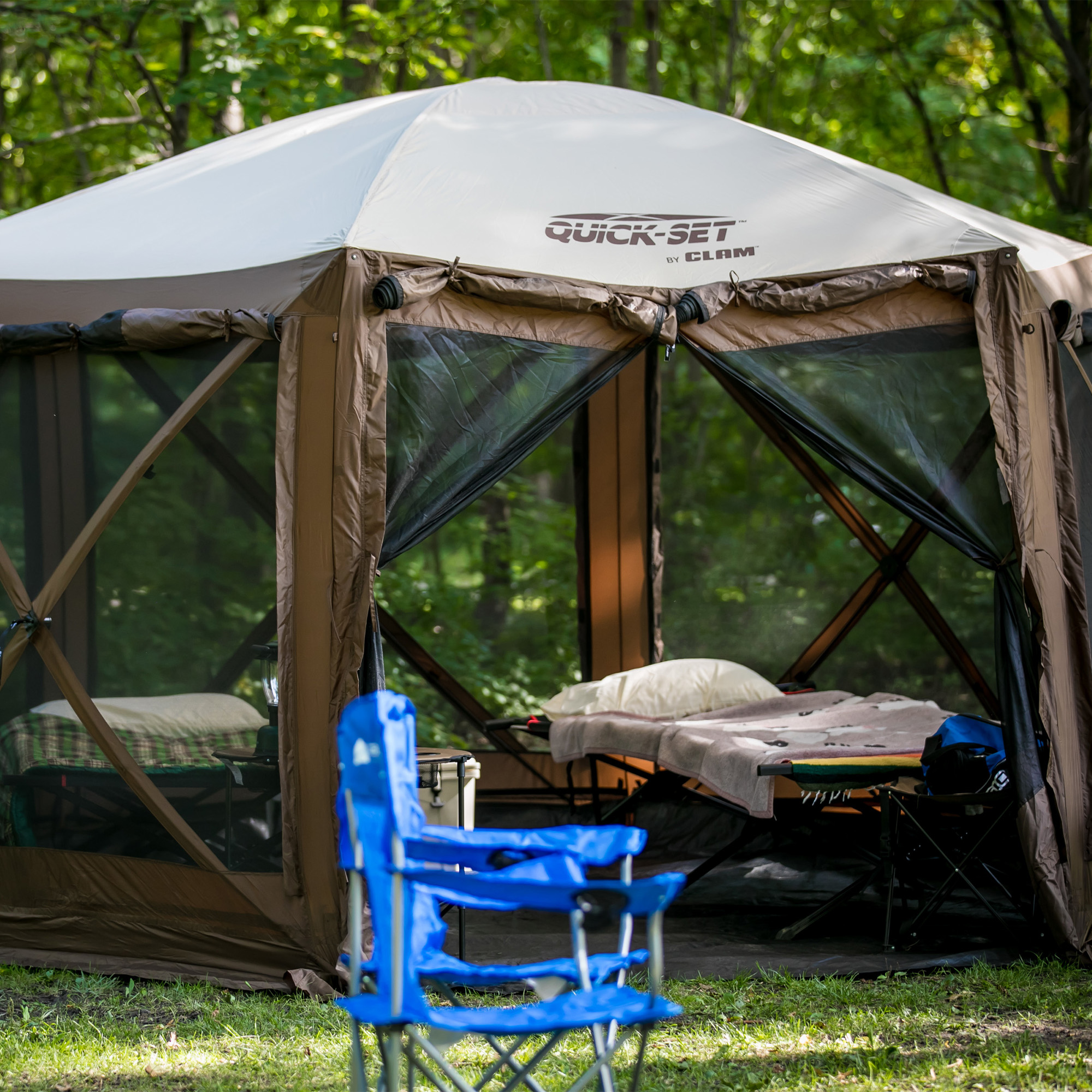 CLAM Quickset Pavilion 12.5' Portable Outdoor Gazebo Canopy Tent with Floor Tarp
