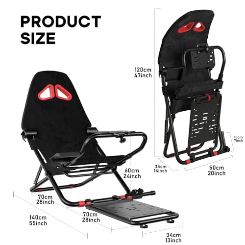 DIWANGUS Racing Simulator Cockpit Foldable Racing Wheel Stand with Seat Chair Sim for Logitech G29 G920 G923 G27 G25 Thrustmaster T248X T248 T300RS T150 458 TX Xbox PS4 PS5 Accessories