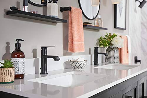 Moen 6702BL Genta LX Single Handle Bathroom Faucet with Drain, Matte Black