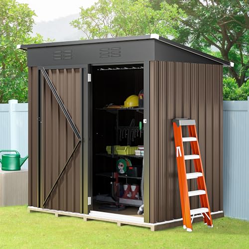 DWVO 10x8 FT Outdoor Storage Shed - Spacious Garden Tool Shed with Lockable Door - Durable Metal Yard Shed for Garden, Patio, and Backyard (Dark Gray)