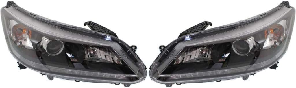 For Honda Accord Headlight Assembly 2013 2014 2015 Pair Driver and Passenger Side Halogen Sedan EX/EX-L/LX/Sport V4 2.4L For HO2502151 | 33150-T2A-A01