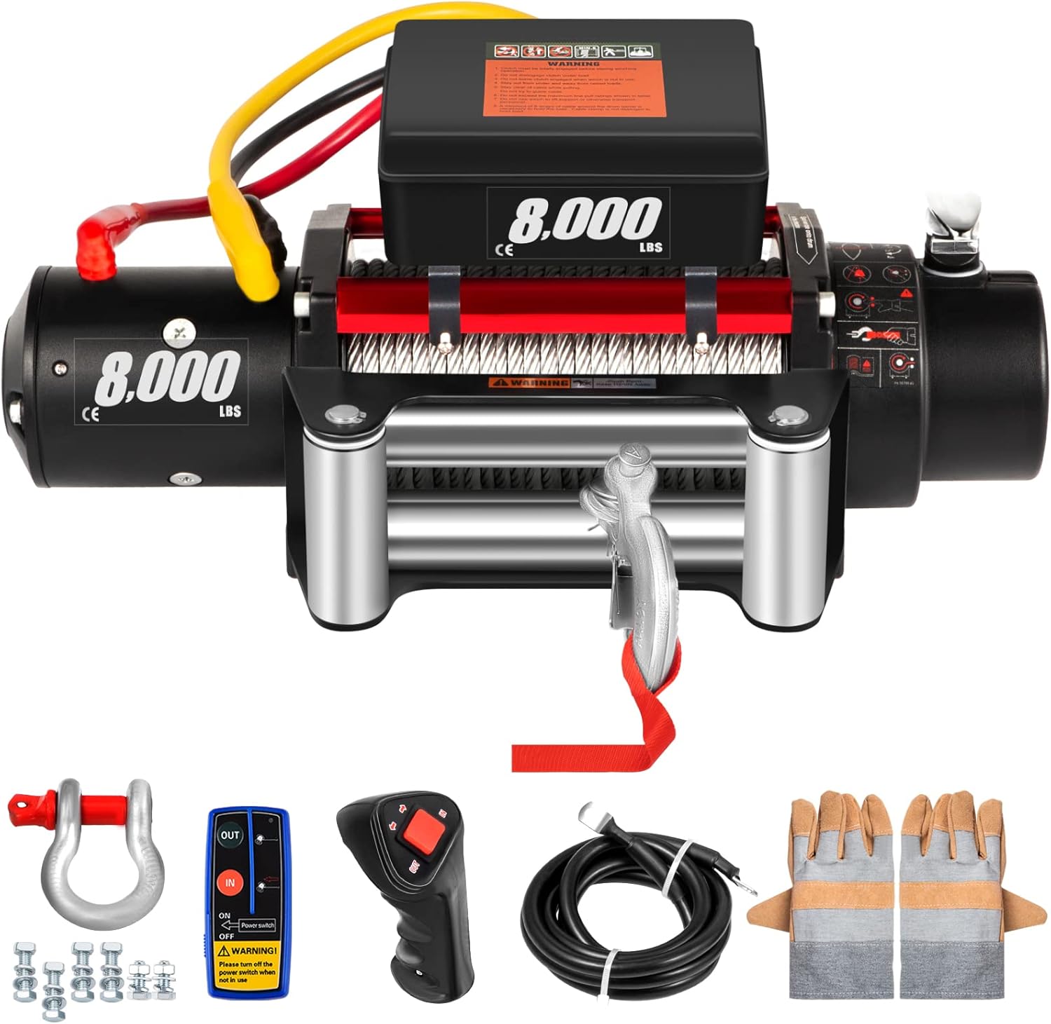 VEVOR Electric Winch 8000lb Load Capacity Truck Winch Compatible with Jeep Truck SUV 94ft/28.6m Cable Steel 12V Power Winch with Wireless Remote Control, Powerful Motor for ATV UTV Off Road Trailer