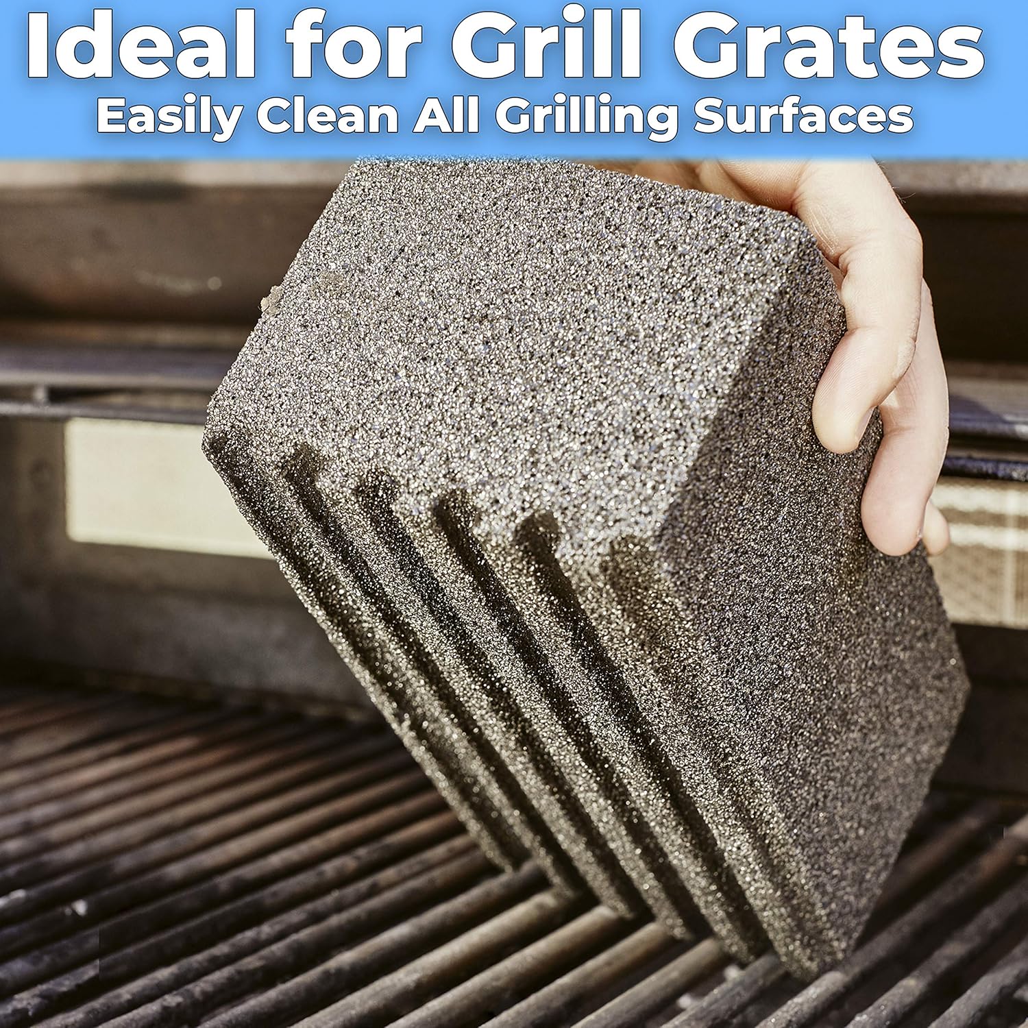 Non Toxic, Restaurant Grade Grill Cleaning Brick 4 Pack. Reusable, Non Scratch Pumice Stone Bricks for Smokers, Flat Top Grills, BBQ Grates, Flattops and Cast Iron. Best Griddle Cleaner Tool Block.